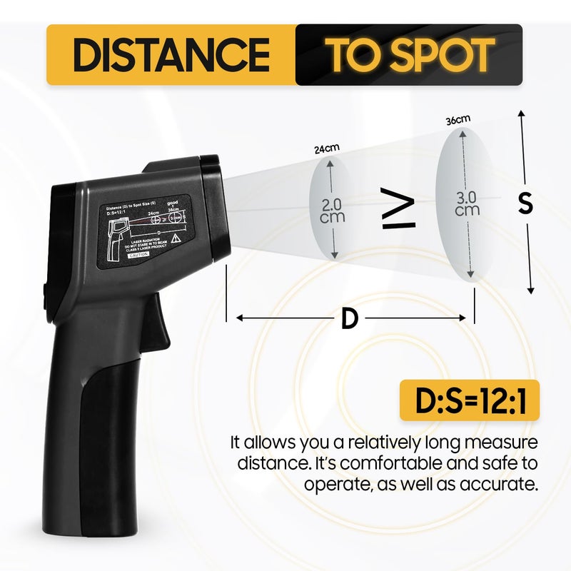 Seentech DT8380BH Industrial Infrared Thermometer - Non-Contact Temperature Tester for Kitchen & Industrial Use, -50°C to 380°C Range, High Precision with Laser Targeting (DT8550DH) - Image 5